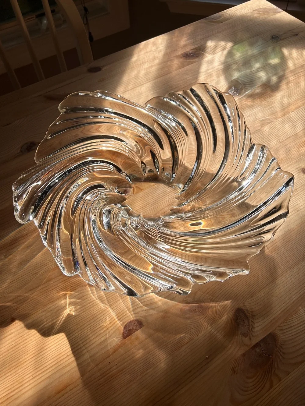 Vintage Mikasa “Belle Epoque” Swirl Crystal Bowl, 15”